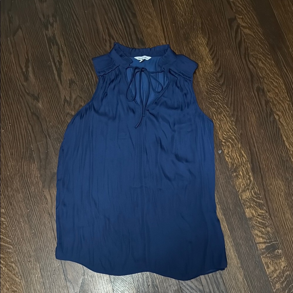 Naked Zebra Blue Sleeveless Ruffled Blouse
